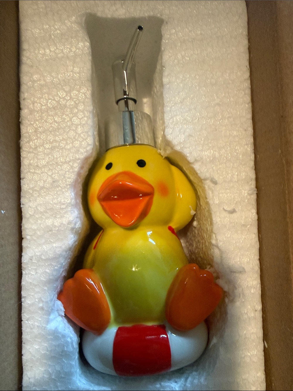 NIB Duck Ceramic Soap Dispenser - Yellow